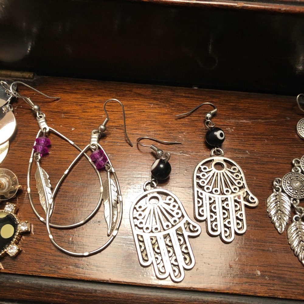 8 Pair Lot // Statement Hook Dangle Earrings // D… - image 4